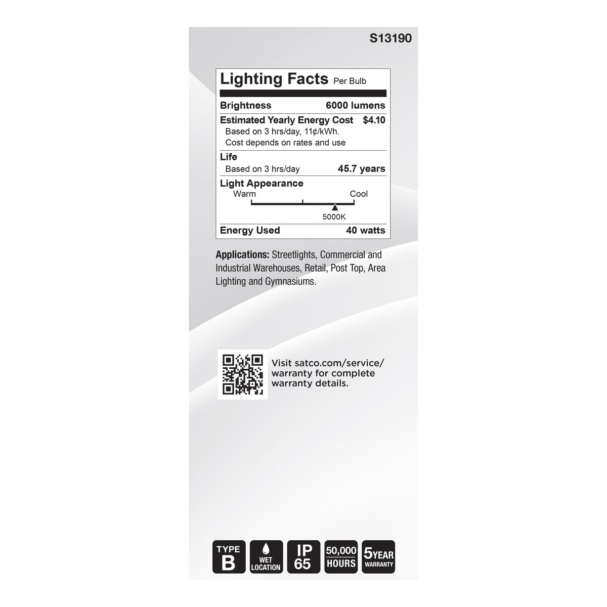40 Watt LED HID Replacement - ED28 - 5000K - Extended Mogul Base - White - 120-277 Range Voltage