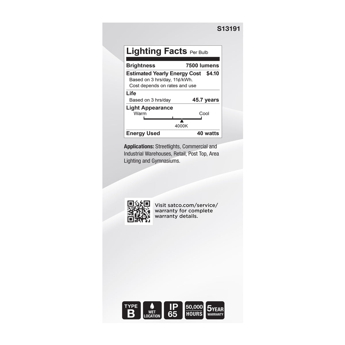 40 Watt LED HID Replacement - ED37 - 4000K - Extended Mogul Base - Clear - 120-277 Range Voltage