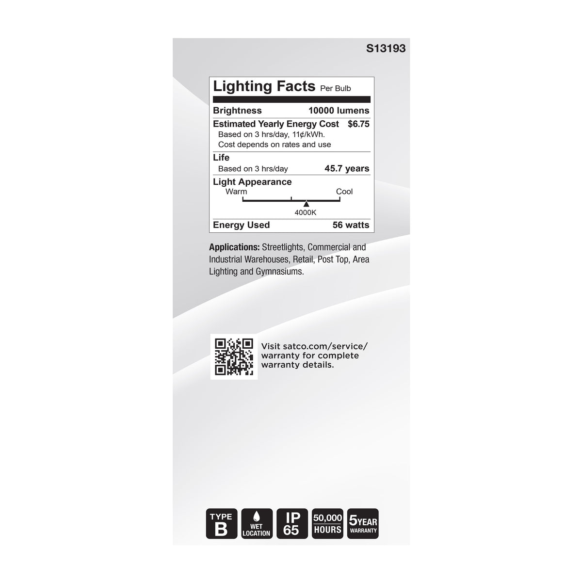 56 Watt LED HID Replacement - ED37 - 4000K - Extended Mogul Base - Clear - 120-277 Range Voltage