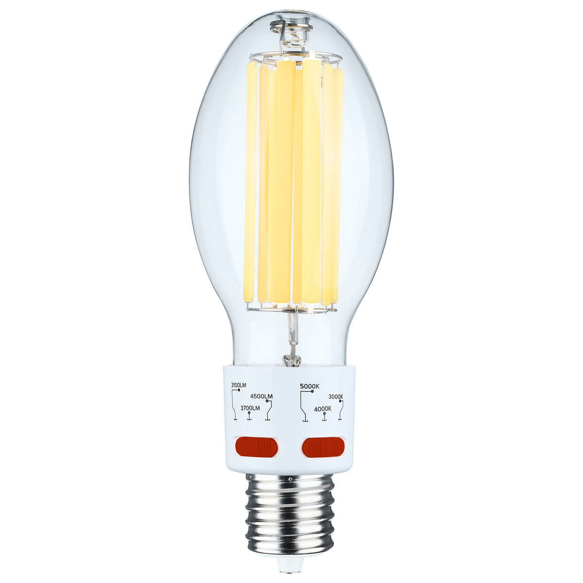 17/20.5/25 Wattage Selectable LED HID Replacement - ED28 - 3000K/4000K/5000K Selectable - Mogul Extended Base - Clear
