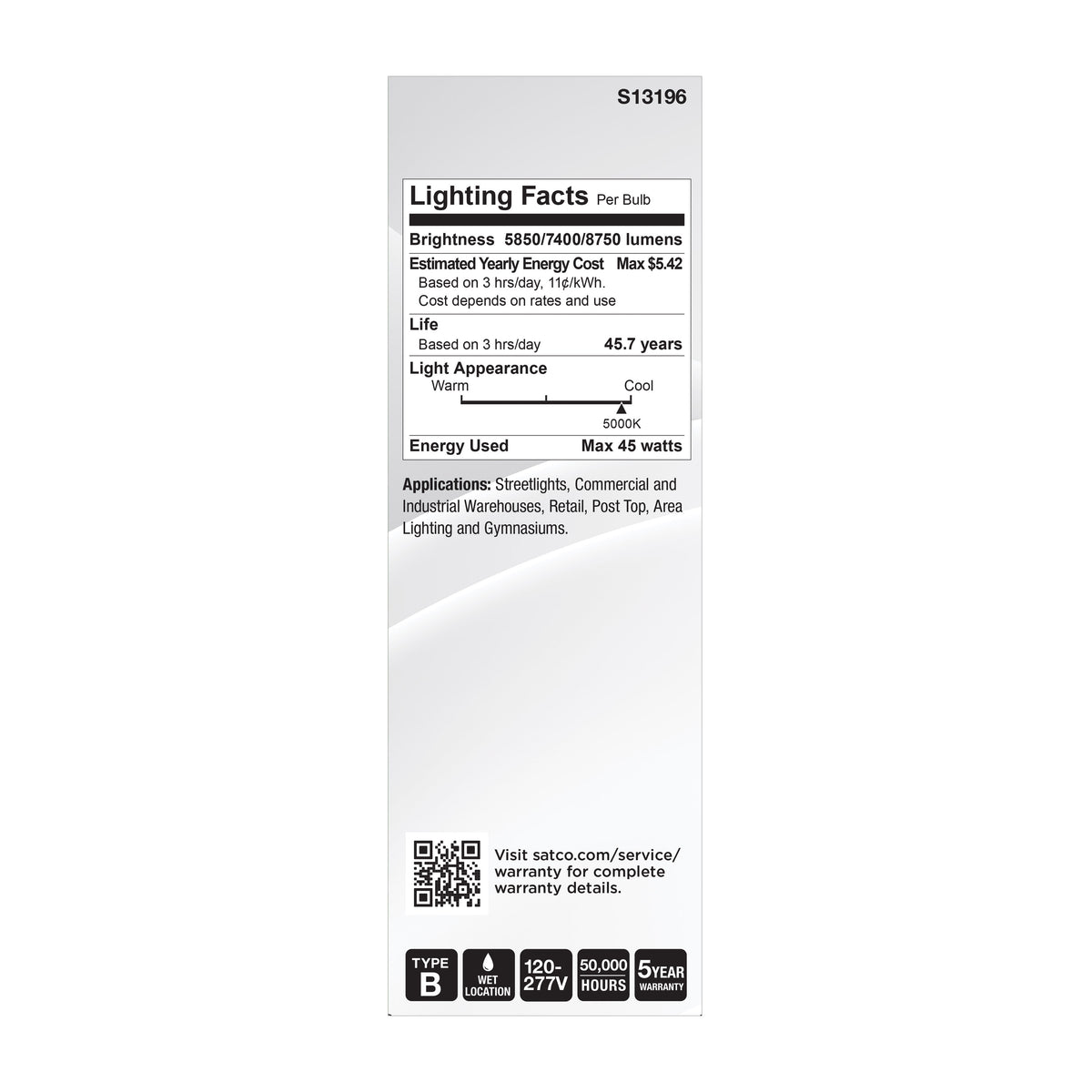 30/38/45 Wattage Selectable LED HID Replacement - ED28 - 5000K - Mogul Extended Base - Clear - 120-277 Range Voltage