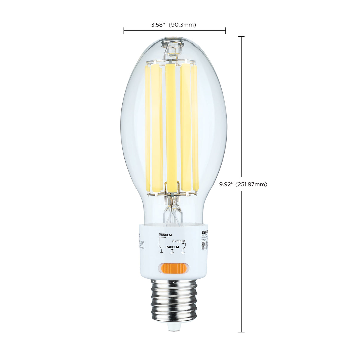 30/38/45 Wattage Selectable LED HID Replacement - ED28 - 5000K - Mogul Extended Base - Clear - 120-277 Range Voltage