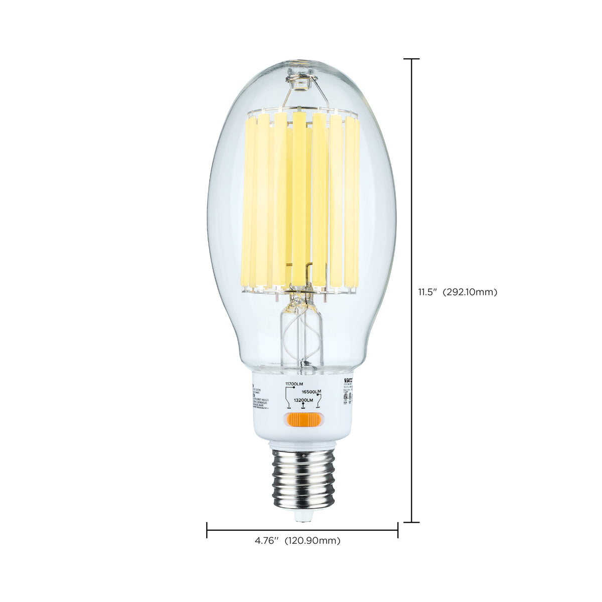 60/68/85 Wattage Selectable LED HID Replacement - ED37 - 5000K - Mogul Extended Base - Clear - 120-277 Range Voltage