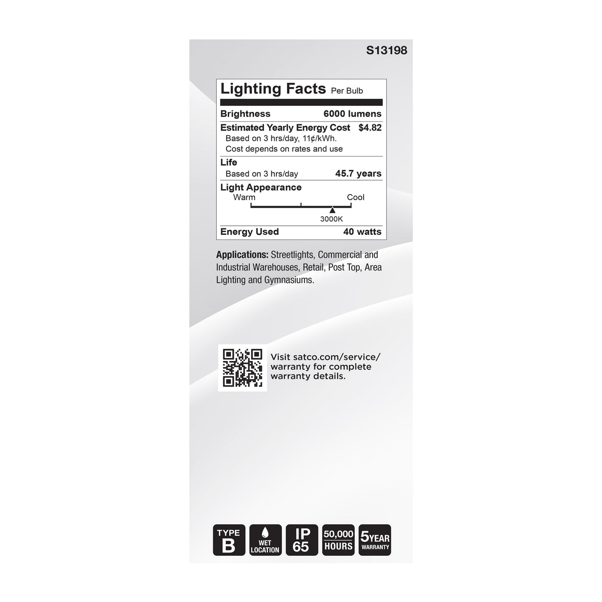 40 Watt LED HID Replacement - ED28 - 3000K CCT - Mogul Extended Base - 120-277 Range Voltage
