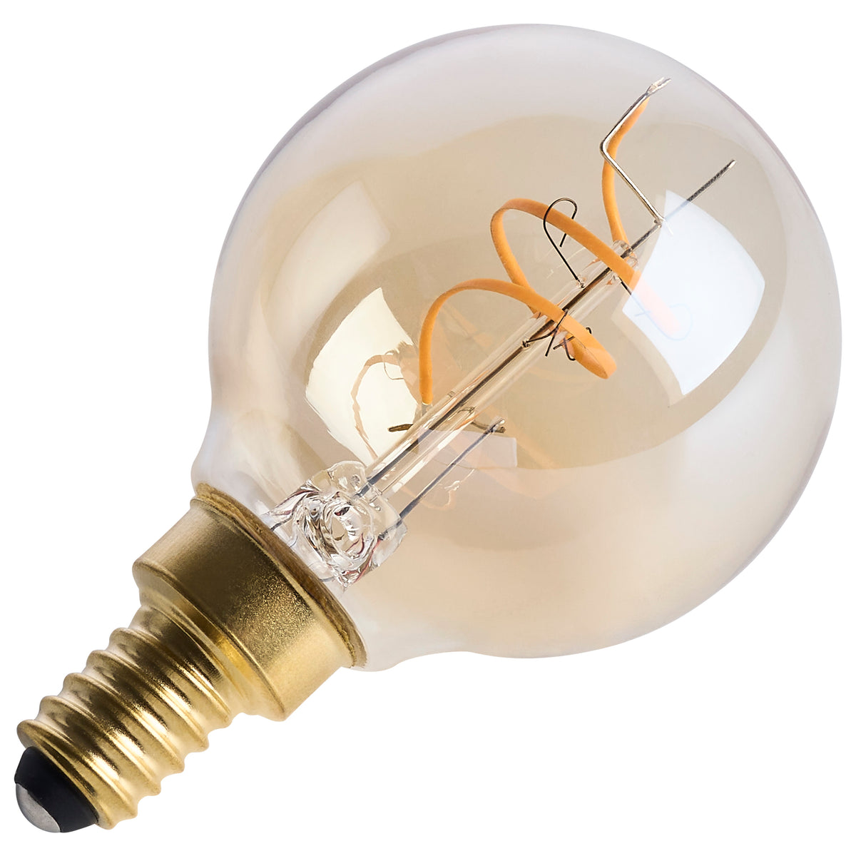 3.5 Watt G16.5 LED - 2000K CCT - Candelabra Base - Clear Glass - Amber Coil Filament - Dimmable - 120 Volt