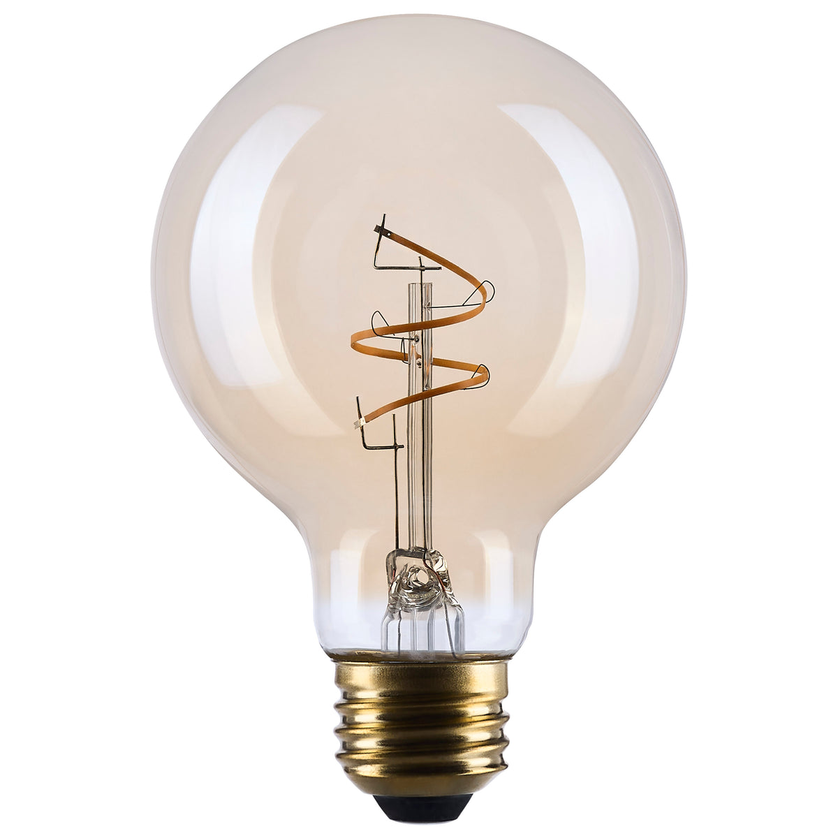 3.5 Watt G25 LED - 2000K - Medium Base - Clear Glass - Amber Coil Filament - Dimmable - 120 Volt for commercial spaces and