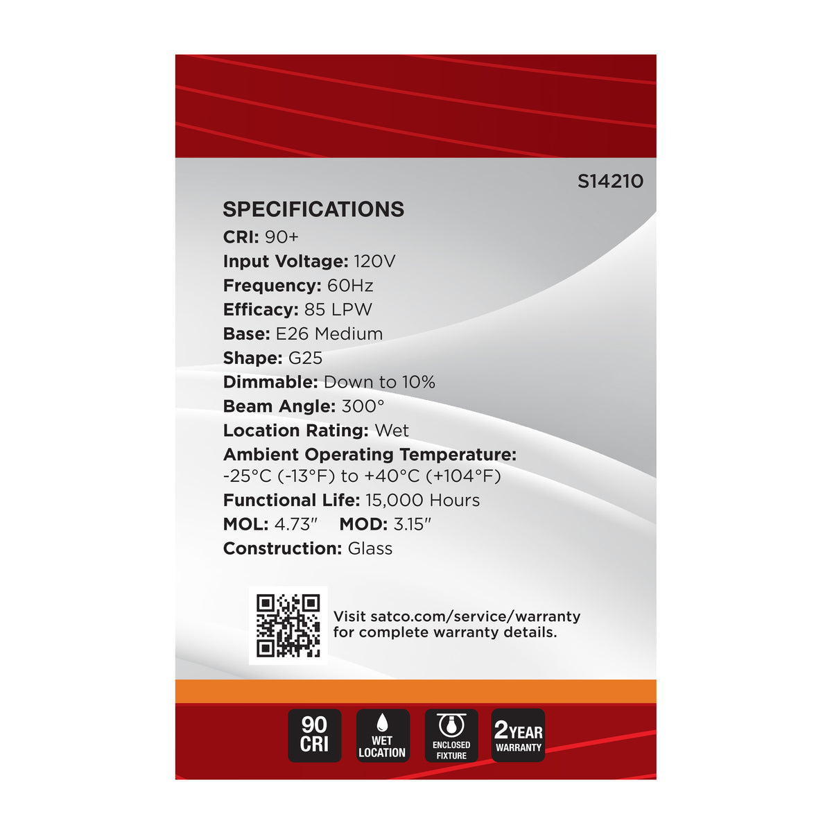 3.5 Watt G25 LED - 2000K CCT - Medium Base - Clear Glass - Amber Coil Filament - Dimmable - 120 Volt