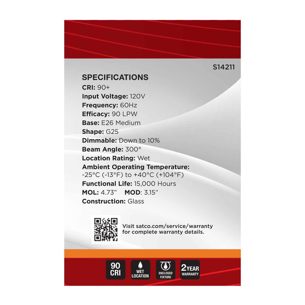 5.5 Watt G25 LED - 2000K CCT - Medium Base - Clear Glass - Amber Coil Filament - Dimmable - 120 Volt