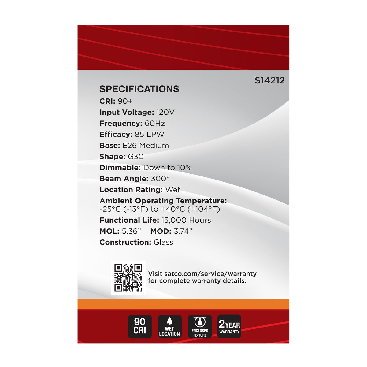 3.5 Watt G30 LED - 2000K CCT - Medium Base - Clear Glass - Amber Coil Filament - Dimmable - 120 Volt