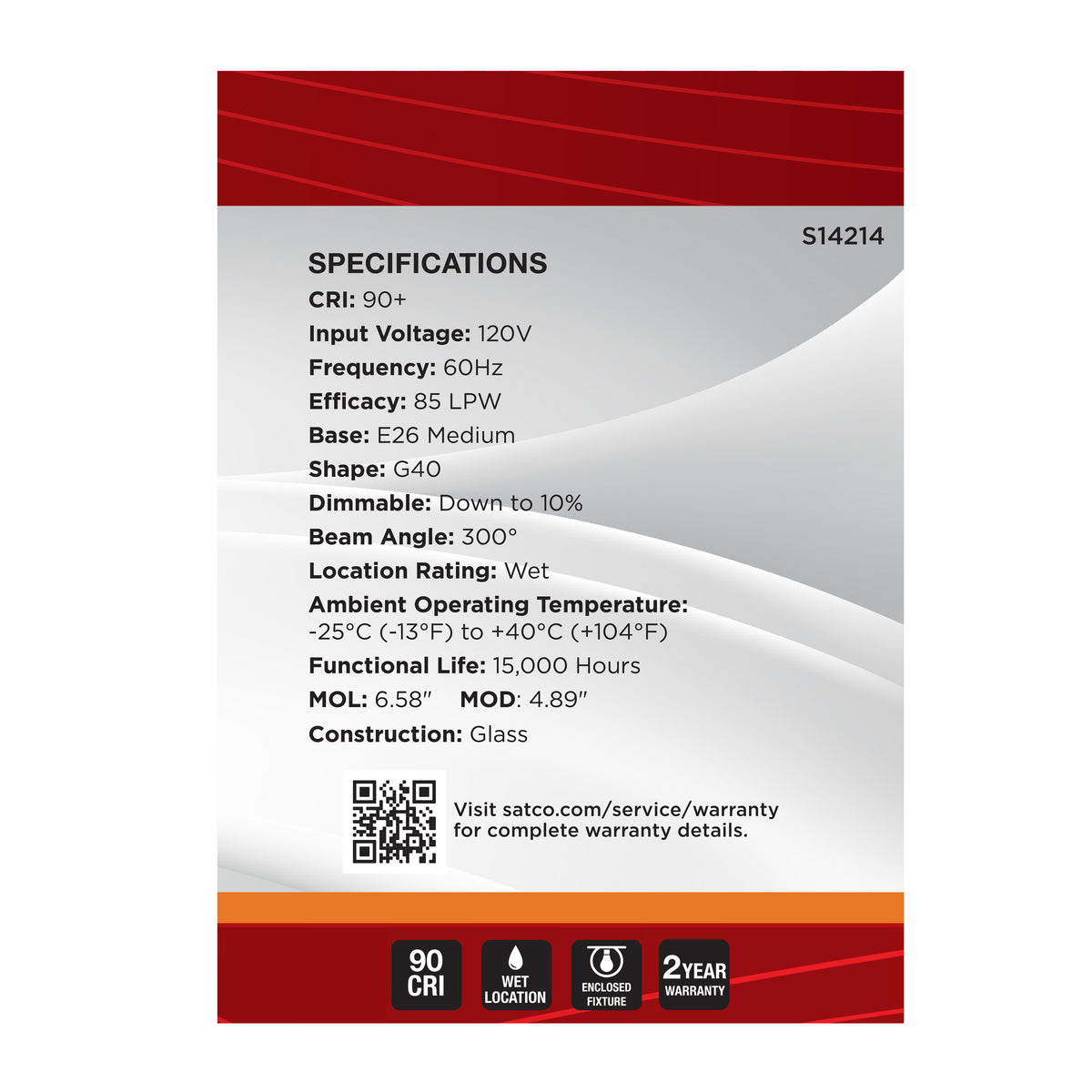 3.5 Watt G40 LED - 2000K CCT - Medium Base - Clear Glass - Amber Coil Filament - Dimmable - 120 Volt