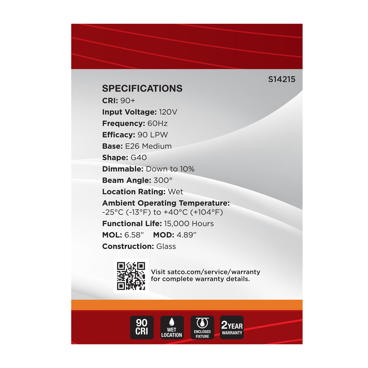 5.5 Watt G40 LED - 2000K CCT - Medium Base - Clear Glass - Amber Coil Filament - Dimmable - 120 Volt