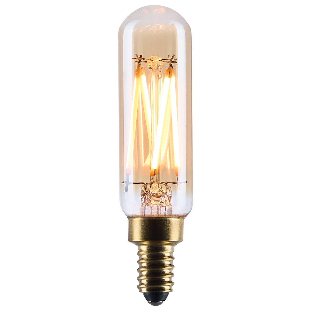 3.5 Watt T6 LED - 2000K CCT - Candelabra Base - Clear Glass - Amber Straight Filament - Dimmable - 120 Volt