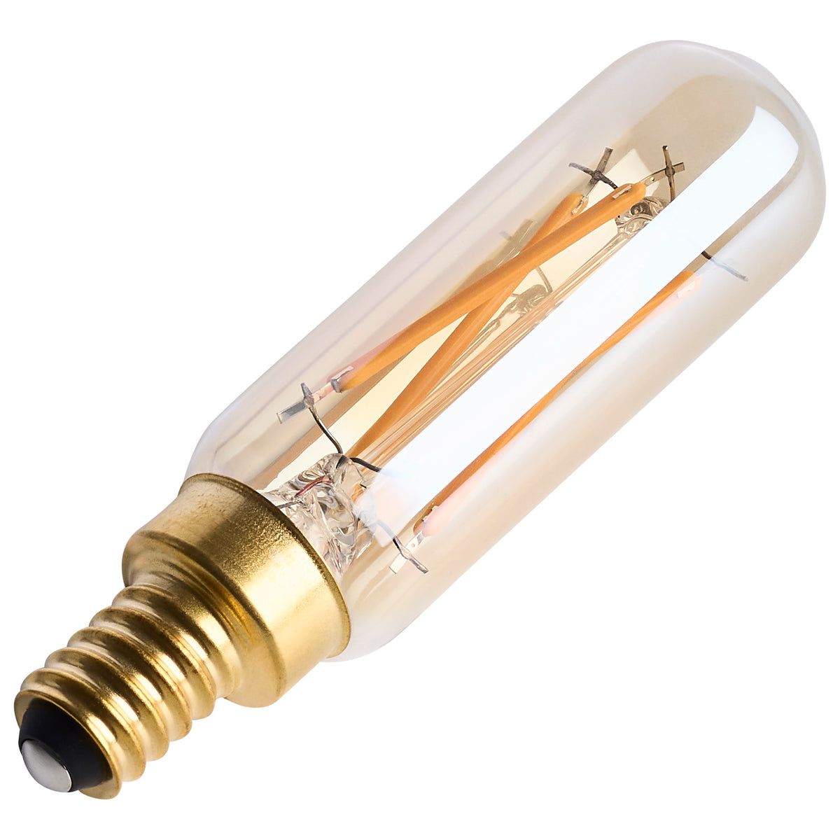 3.5 Watt T6 LED - 2000K CCT - Candelabra Base - Clear Glass - Amber Straight Filament - Dimmable - 120 Volt