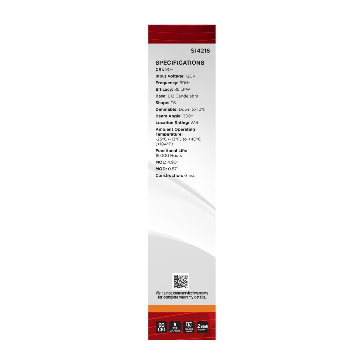 3.5 Watt T6 LED - 2000K CCT - Candelabra Base - Clear Glass - Amber Straight Filament - Dimmable - 120 Volt