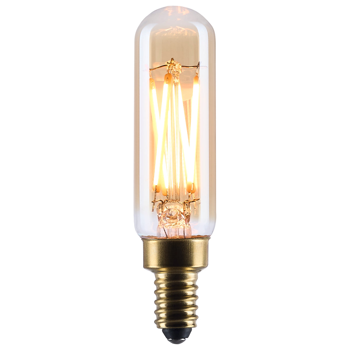 5.5 Watt T6 LED - 2000K CCT - Candelabra Base - Clear Glass - Amber Straight Filament - Dimmable - 120 Volt