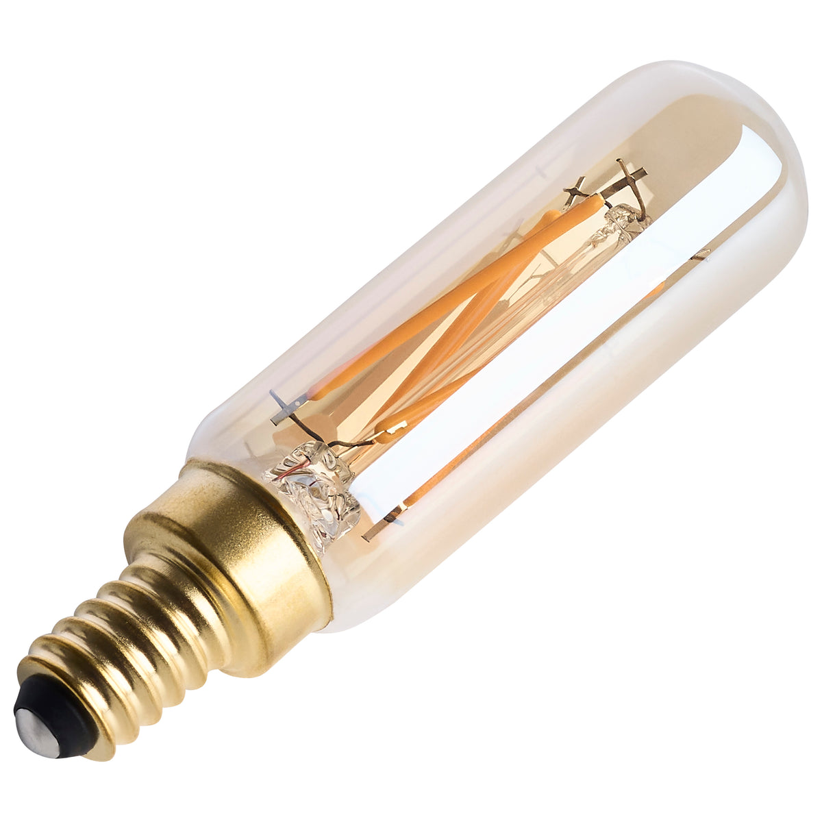 5.5 Watt T6 LED - 2000K CCT - Candelabra Base - Clear Glass - Amber Straight Filament - Dimmable - 120 Volt