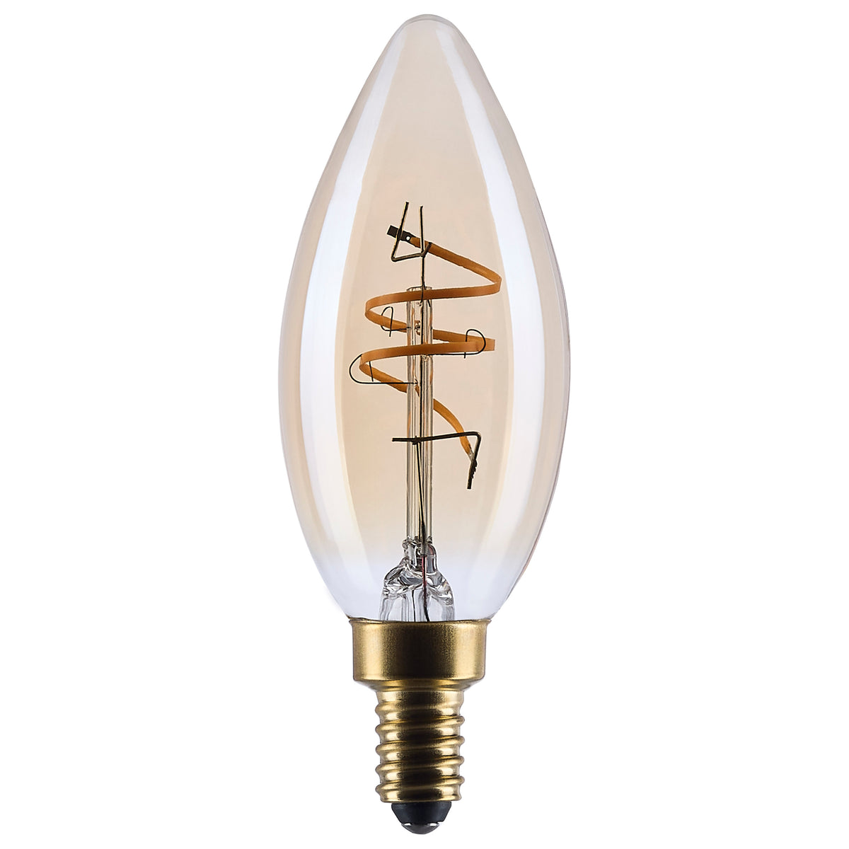 3.5 Watt C11 LED - 2000K - Candelabra Base - Clear Glass - Amber Coil Filament - Dimmable - 120 Volt