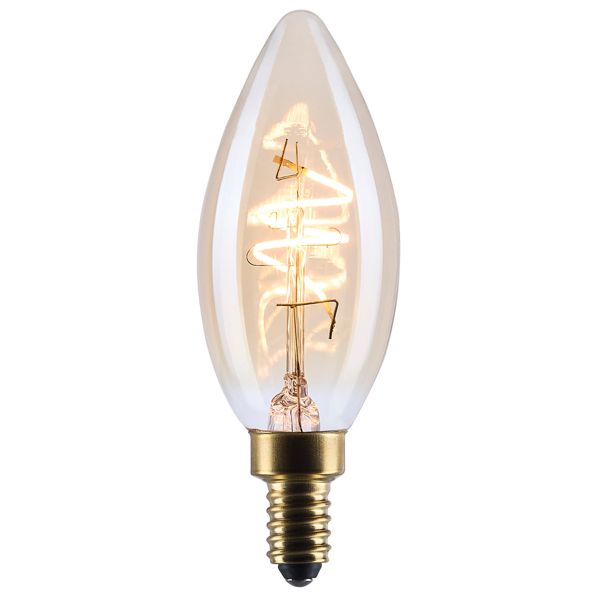 3.5 Watt C11 LED - 2000K CCT - Candelabra Base - Clear Glass - Amber Coil Filament - Dimmable - 120 Volt