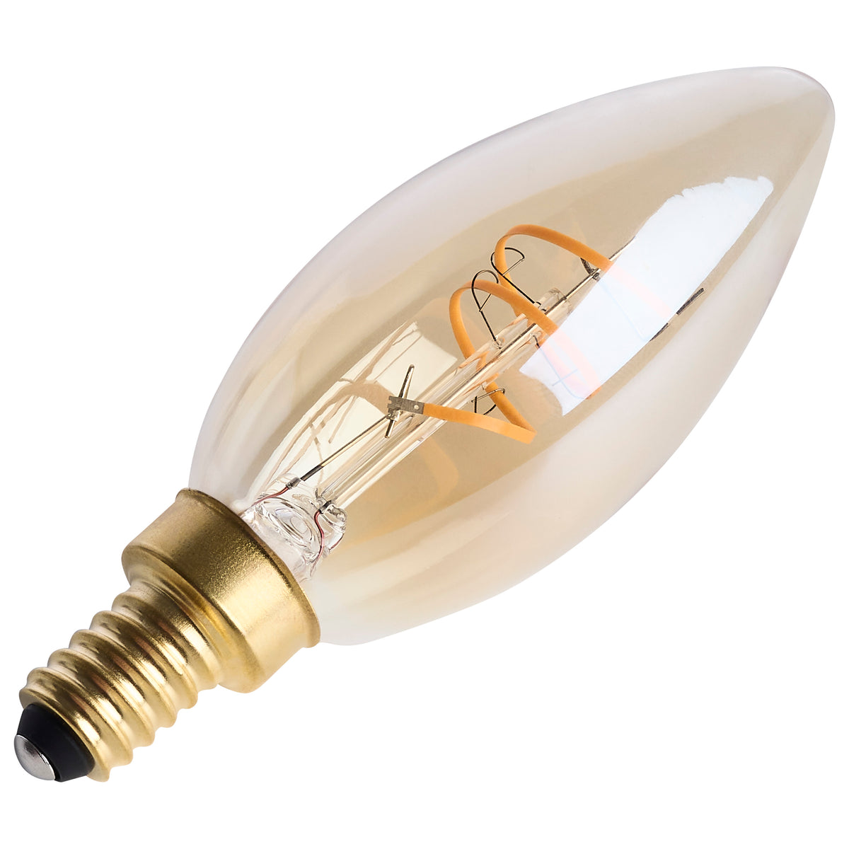 3.5 Watt C11 LED - 2000K CCT - Candelabra Base - Clear Glass - Amber Coil Filament - Dimmable - 120 Volt