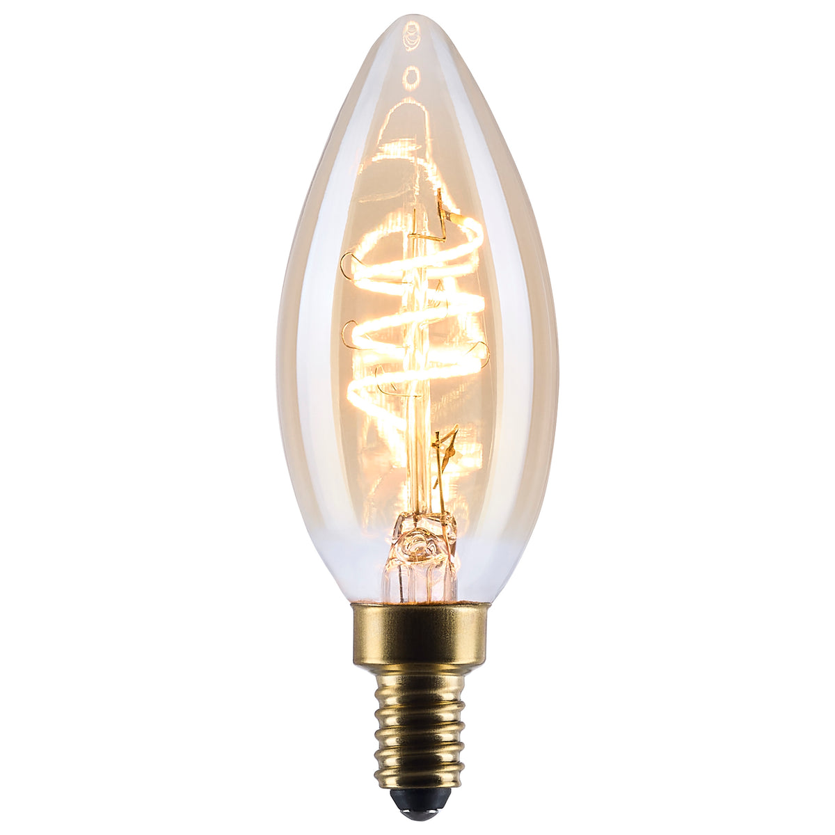 5.5 Watt C11 LED - 2000K CCT - Candelabra Base - Clear Glass - Amber coil Filament - Dimmable - 120 Volt