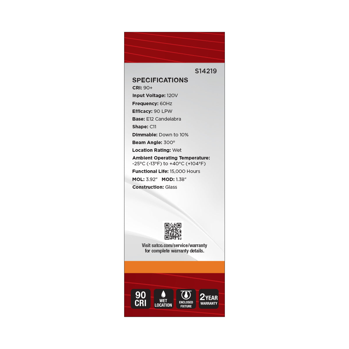 5.5 Watt C11 LED - 2000K CCT - Candelabra Base - Clear Glass - Amber coil Filament - Dimmable - 120 Volt