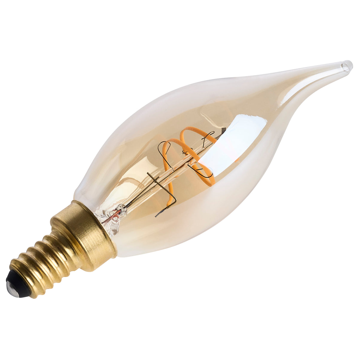 3.5 Watt CA11 LED - 2000K CCT - Candelabra Base - Clear Glass - Amber Coil Filament - Dimmable - 120 Volt