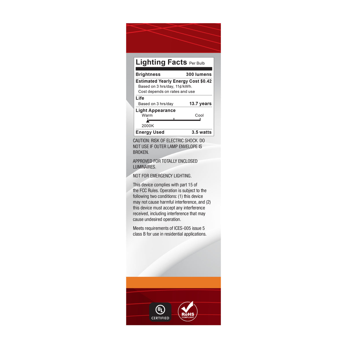 3.5 Watt CA11 LED - 2000K CCT - Candelabra Base - Clear Glass - Amber Coil Filament - Dimmable - 120 Volt