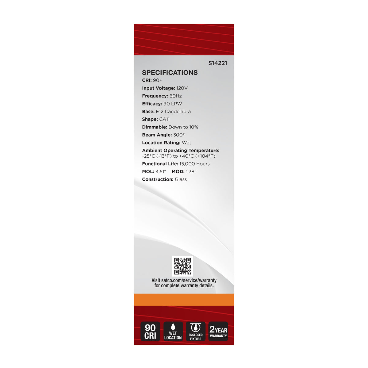 5.5 Watt CA11 LED - 2000K CCT - Candelabra Base - Clear Glass - Amber Coil Filament - Dimmable - 120 Volt