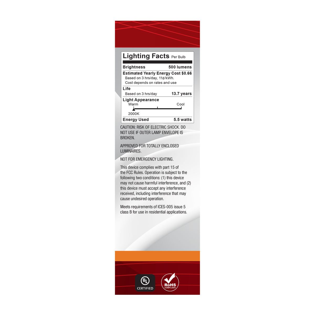 5.5 Watt CA11 LED - 2000K CCT - Candelabra Base - Clear Glass - Amber Coil Filament - Dimmable - 120 Volt