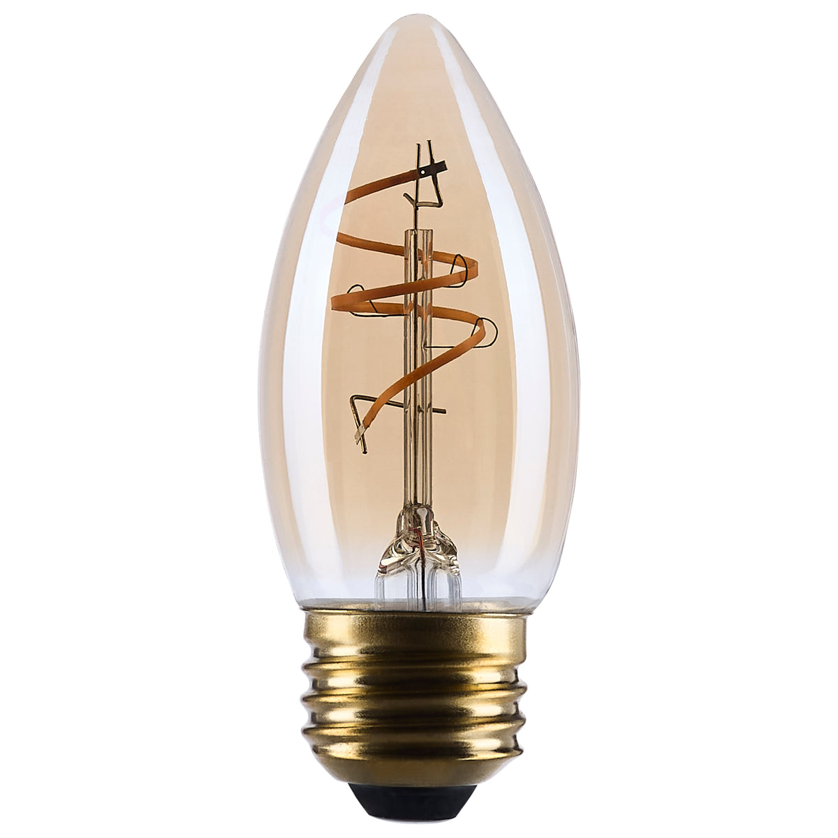 3.5 Watt C11 LED - 2000K - Medium Base - Clear Glass - Amber Coil Filament - Dimmable - 120 Volt for hospitality spaces and
