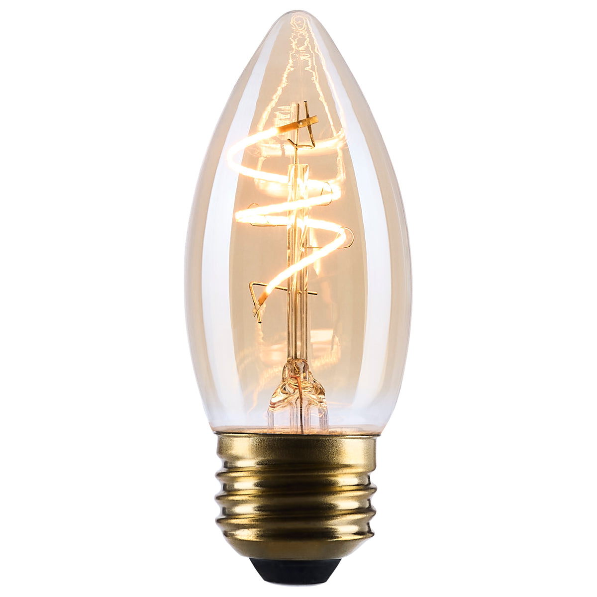 3.5 Watt C11 LED - 2000K CCT - Medium Base - Clear Glass - Amber Coil Filament - Dimmable - 120 Volt