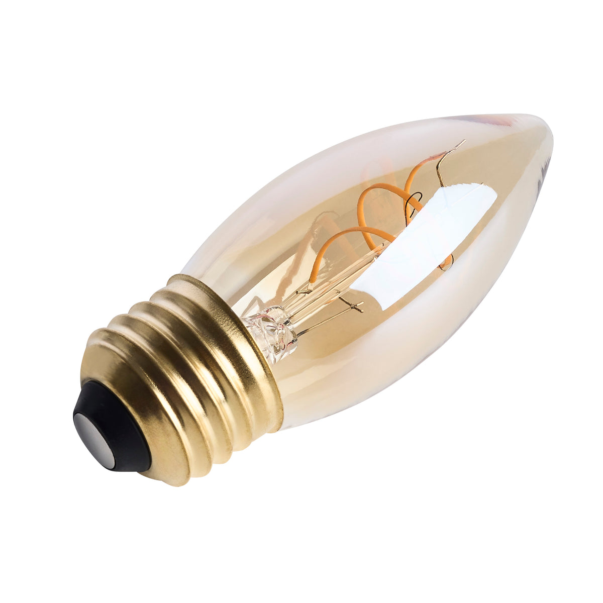 3.5 Watt C11 LED - 2000K CCT - Medium Base - Clear Glass - Amber Coil Filament - Dimmable - 120 Volt