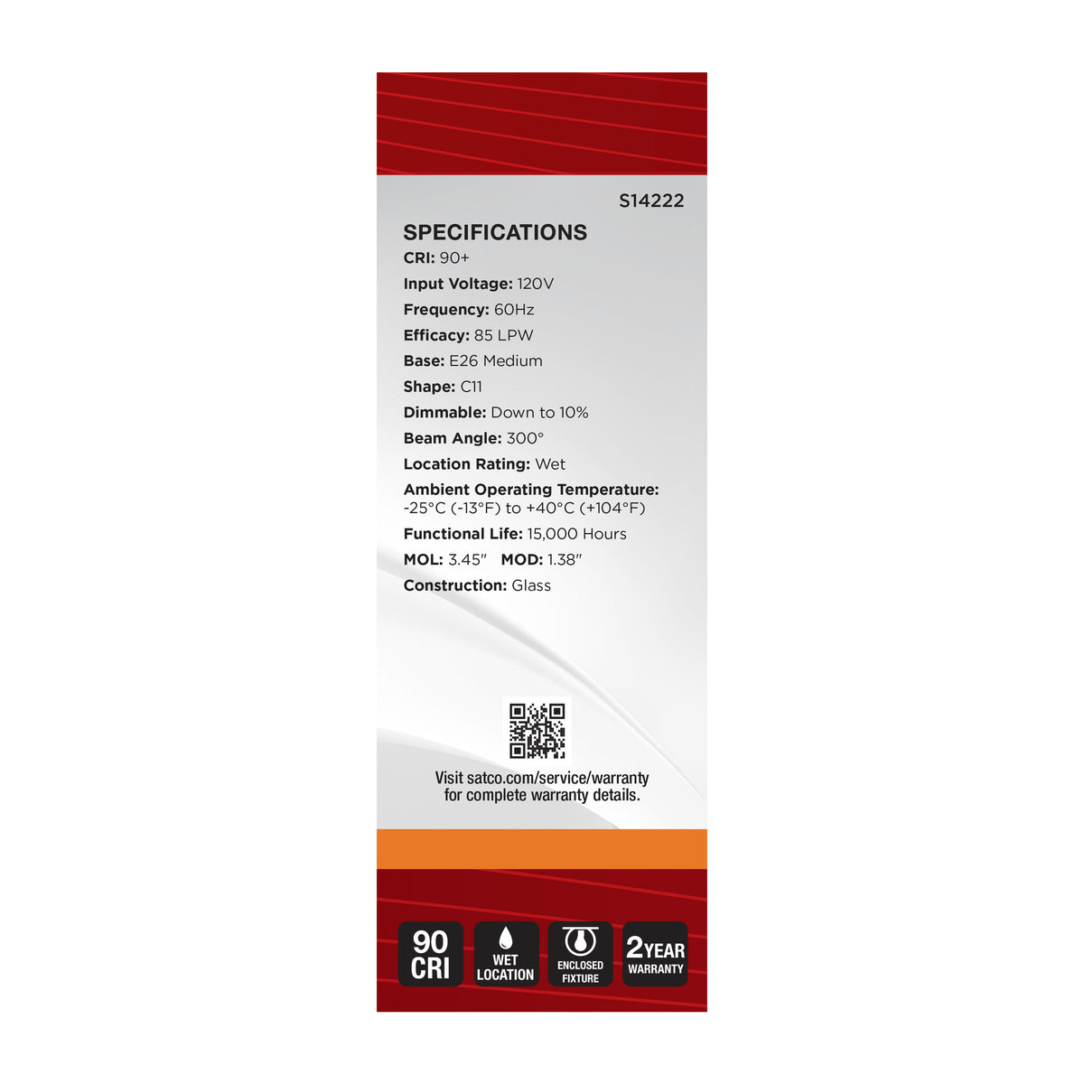 3.5 Watt C11 LED - 2000K CCT - Medium Base - Clear Glass - Amber Coil Filament - Dimmable - 120 Volt