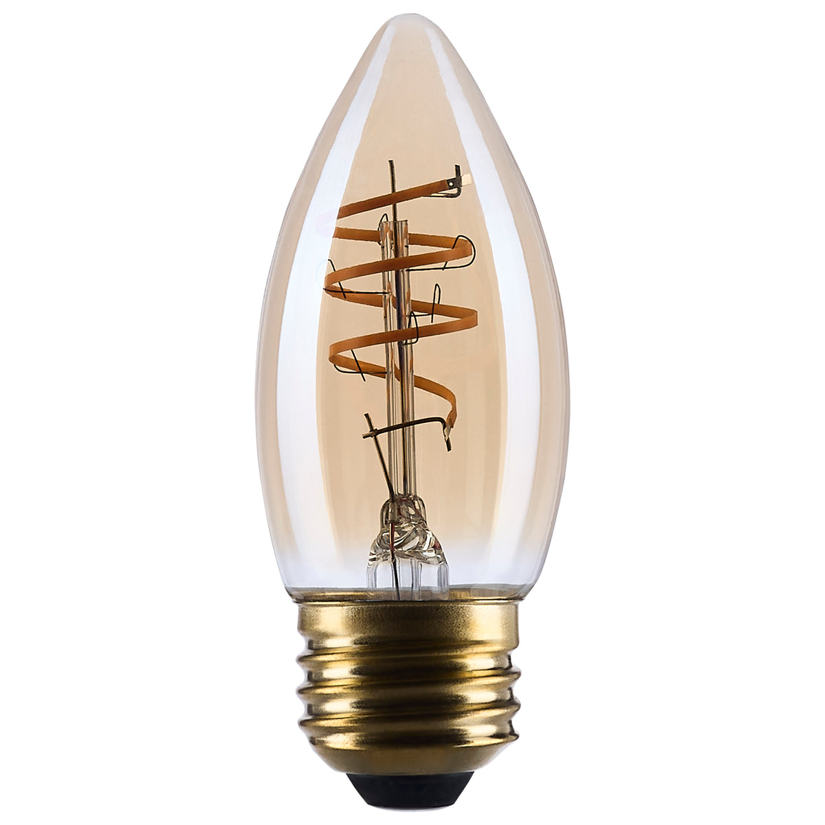5.5 Watt C11 LED - 2000K - Medium Base - Clear Glass - Amber Coil Filament - Dimmable - 120 Volt