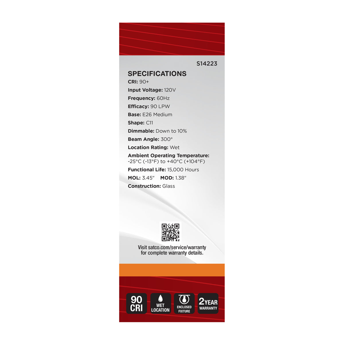5.5 Watt C11 LED - 2000K CCT - Medium Base - Clear Glass - Amber Coil Filament - Dimmable - 120 Volt
