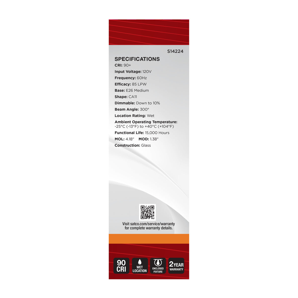 3.5 Watt CA11 LED - 2000K CCT - Medium Base - Clear Glass - Amber Coil Filament - Dimmable - 120 Volt