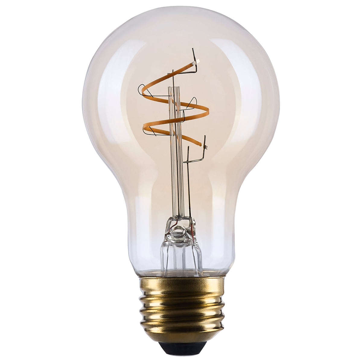 3.5 Watt A19 LED - 2000K - Medium Base - Clear Glass - Amber Coil Filament - Dimmable - 120 Volt for hospitality spaces and