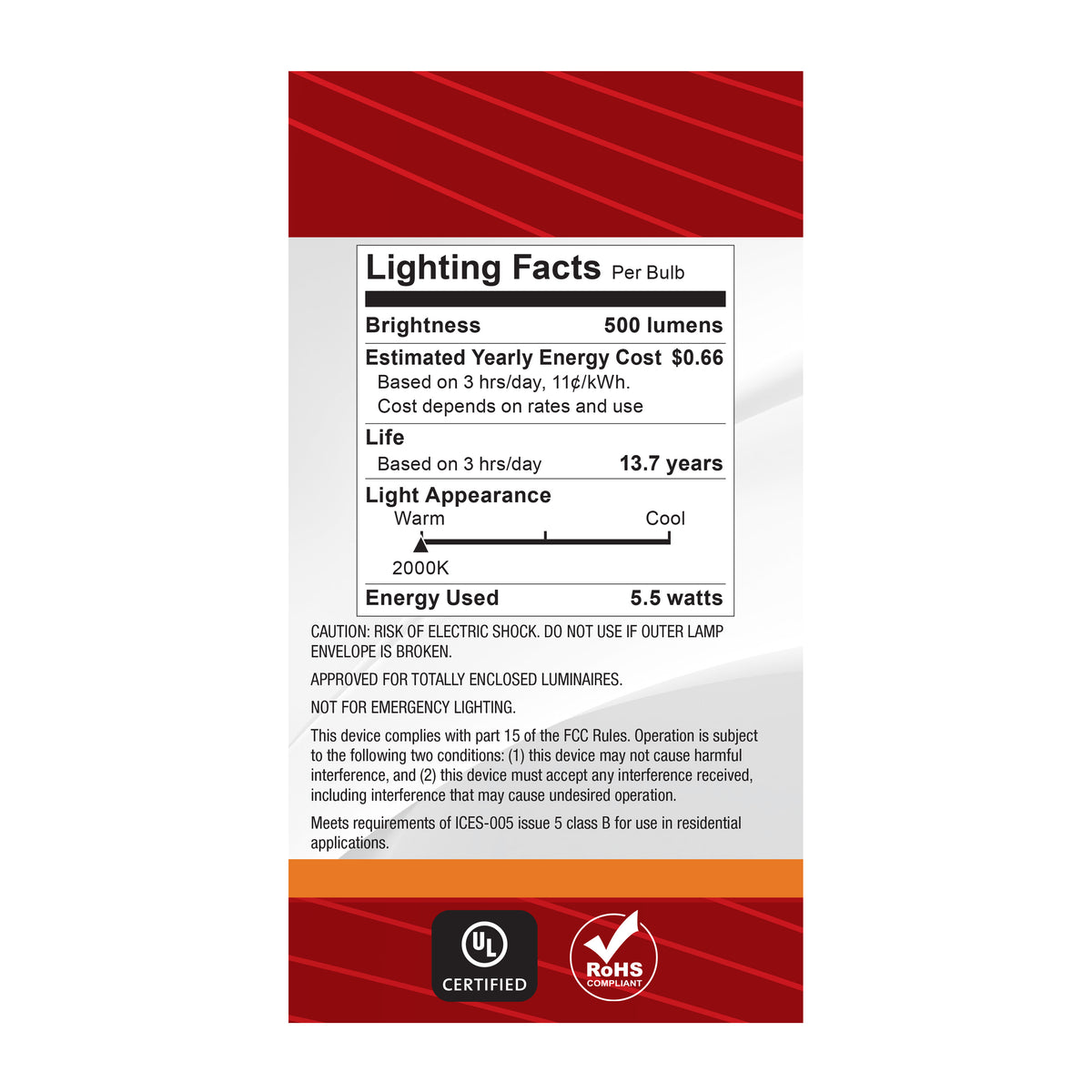 5.5 Watt A19 LED - 2000K CCT - Medium Base - Clear Glass - Amber Coil Filament - Dimmable - 120 Volt