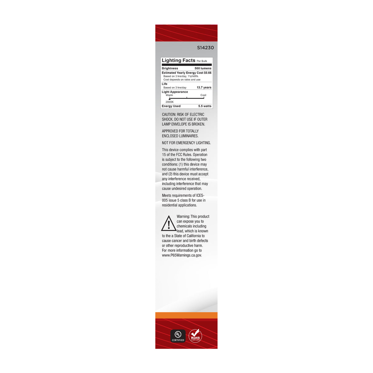 5.5 Watt T9 LED - 2000K CCT - Medium Base - Clear Glass - Amber Coil Filament - Dimmable - 120 Volt