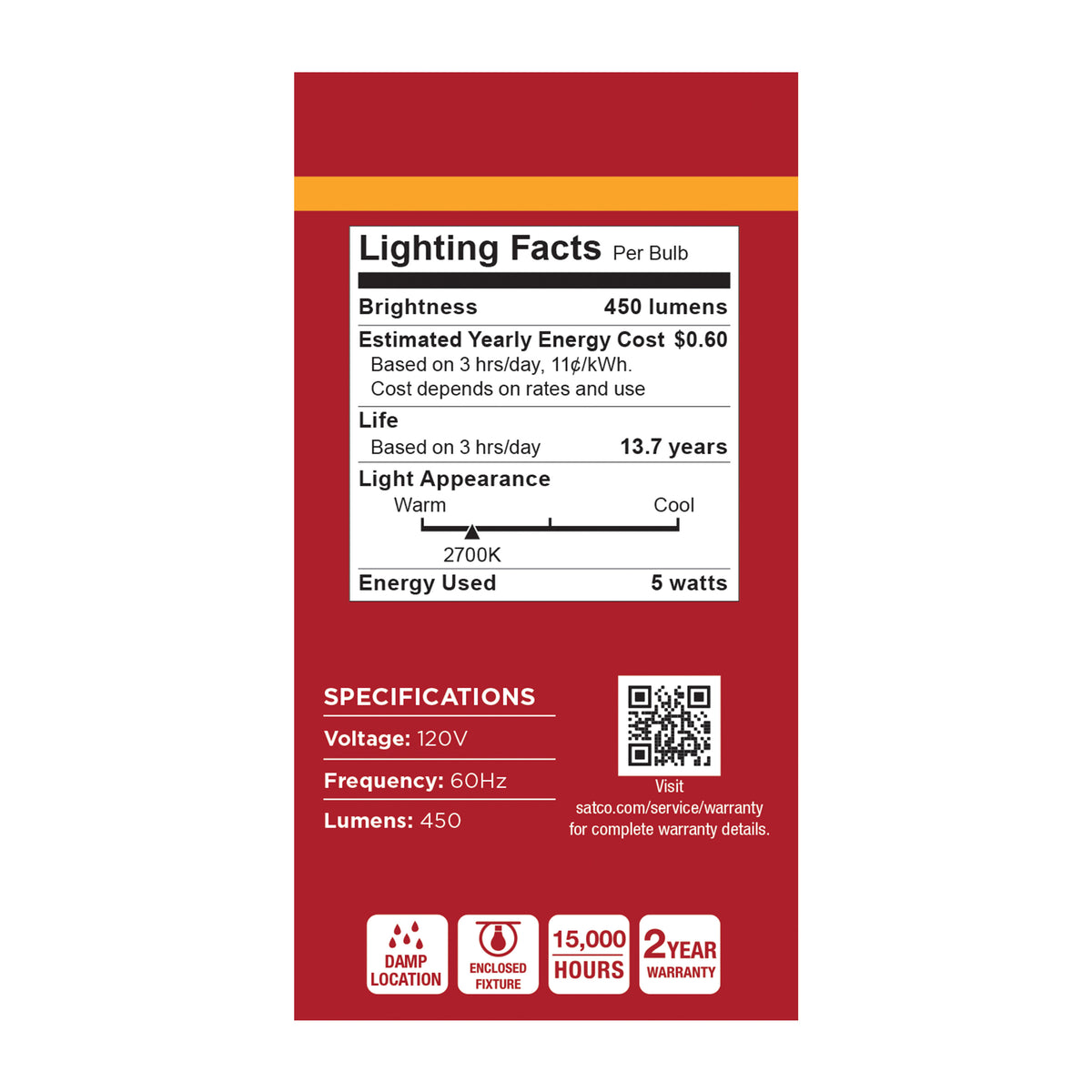 5 Watt LED A19 - 2700K CCT - Medium Base - Plastic - 120 Volt - 4-Pack