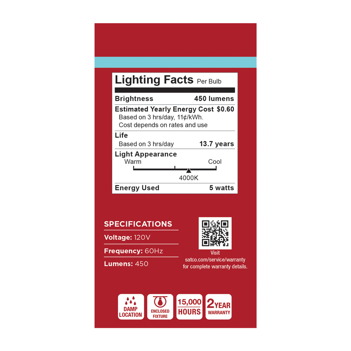 5 Watt LED A19 - 4000K CCT - Medium Base - Plastic - 120 Volt - 4-Pack