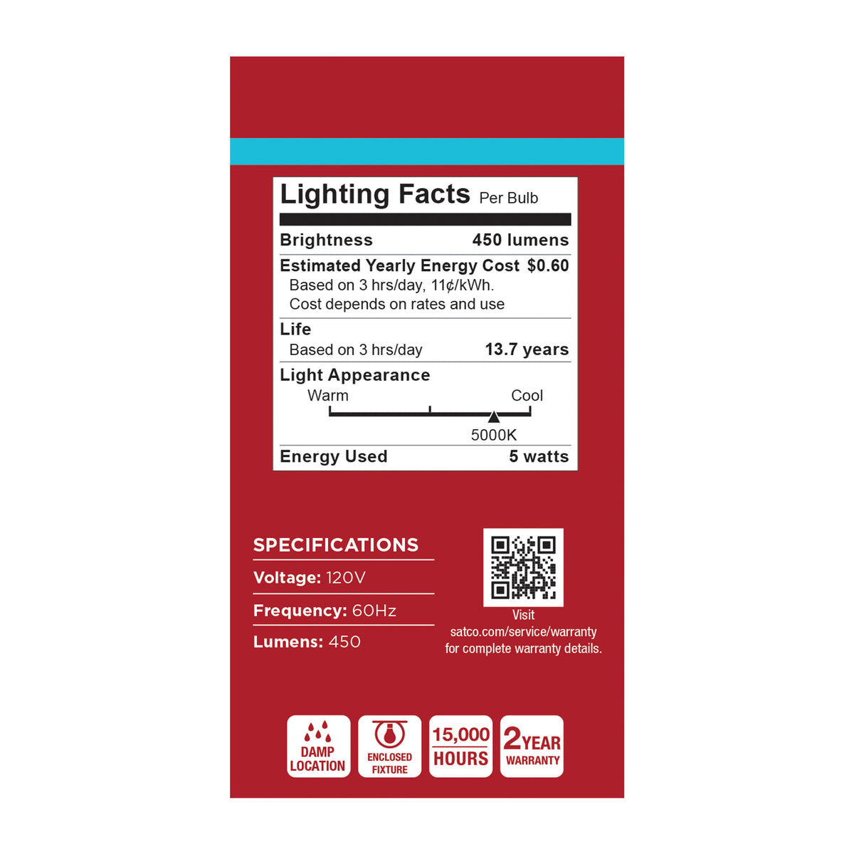 5 Watt LED A19 - 5000K CCT - Medium Base - Plastic - 120 Volt - 4-pack