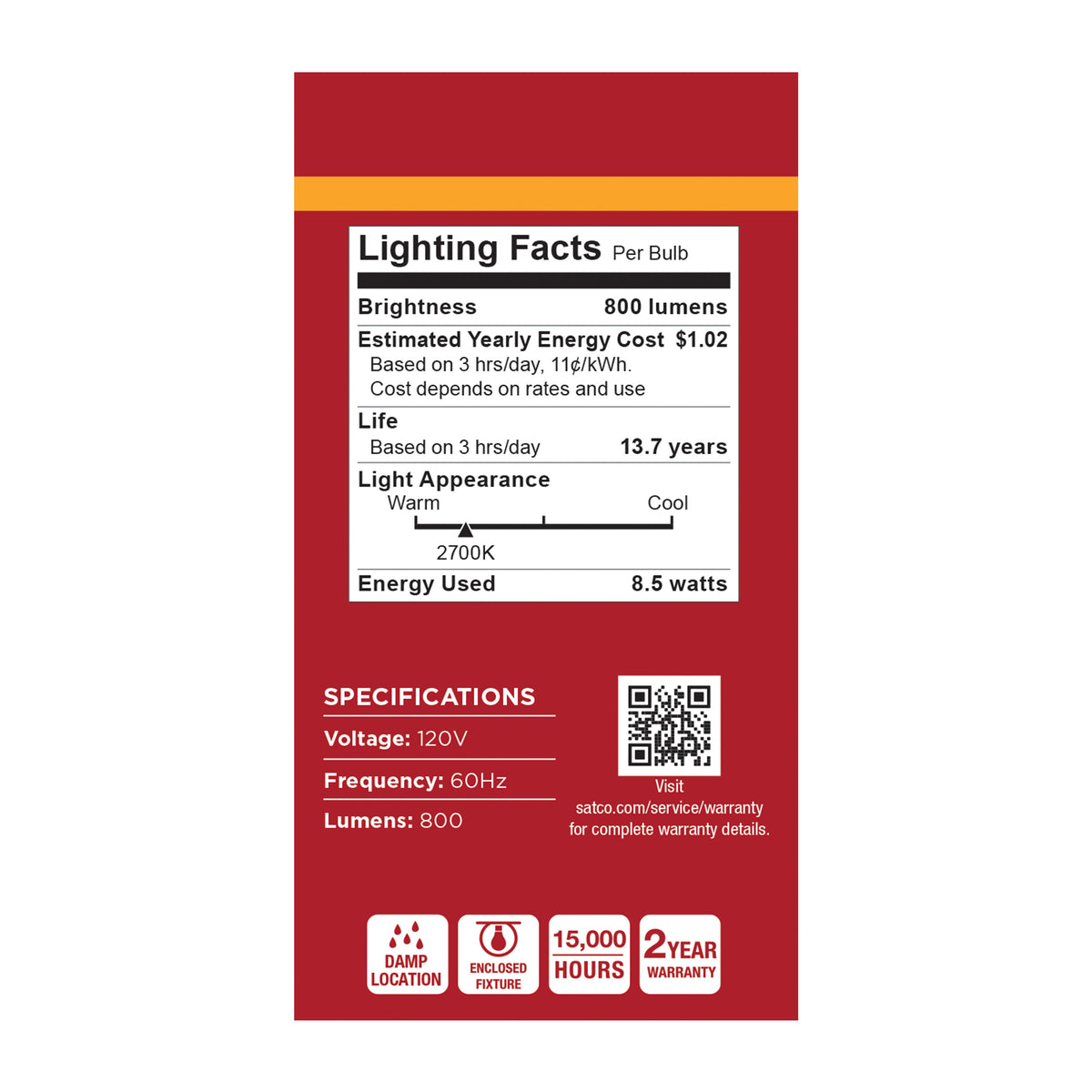 8.5 Watt LED A19 - 2700K CCT - Medium Base - Plastic - 120 Volt - 4-Pack
