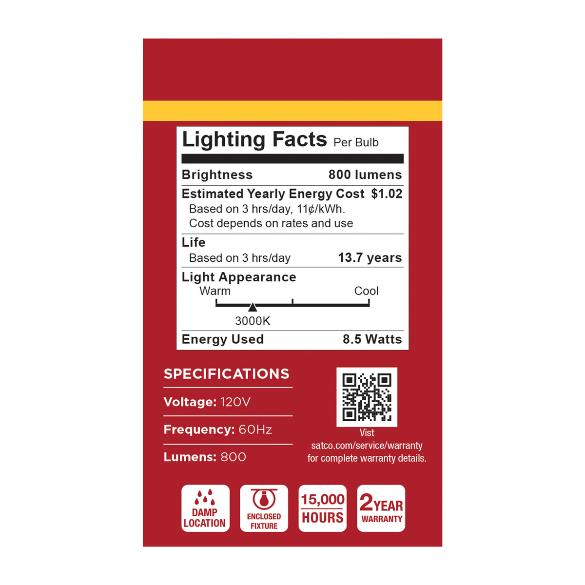 8.5 Watt LED A19 - 3000K CCT - Medium Base - Plastic - 120 Volt - 1-Pack