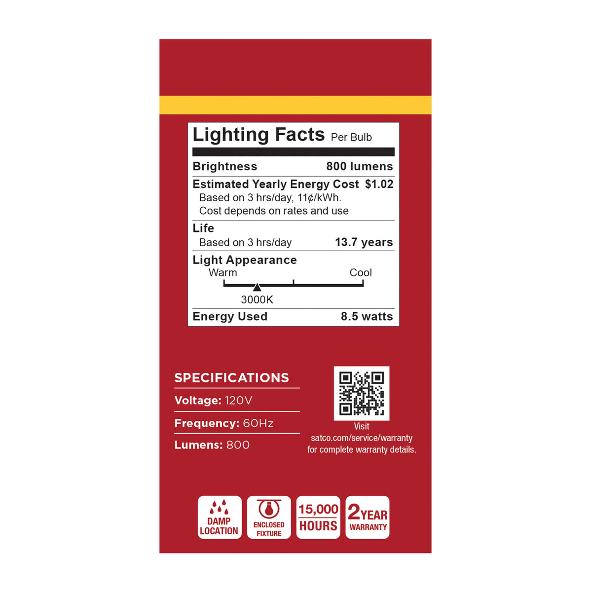 8.5 Watt LED A19 - 3000K CCT - Medium Base - Plastic - 120 Volt - 4-Pack