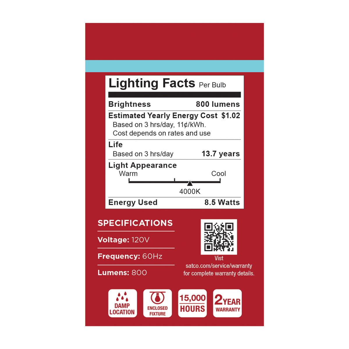 8.5 Watt LED A19 - 4000K CCT - Medium Base - Plastic - 120 Volt - 1-Pack