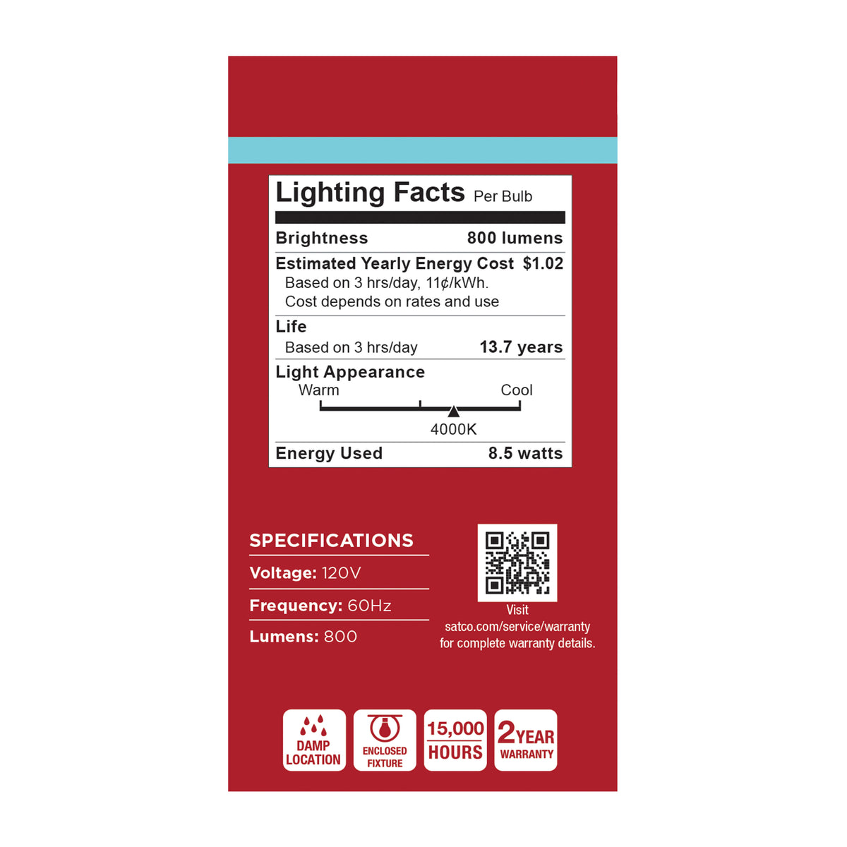 8.5 Watt LED A19 - 4000K CCT - Medium Base - Plastic - 120 Volt - 4-Pack