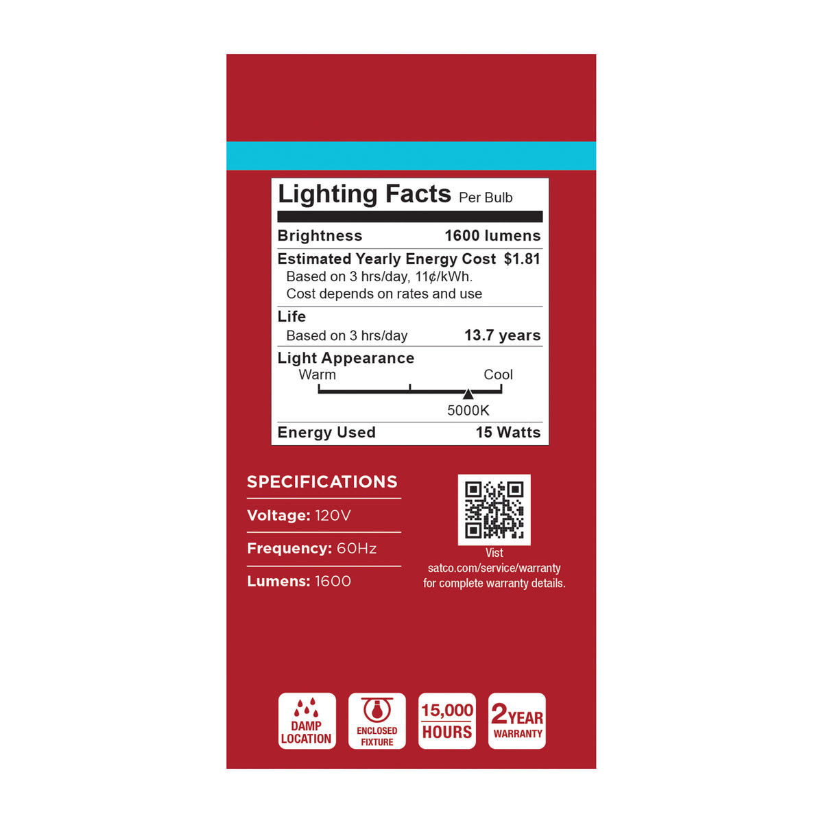 15 Watt LED A19 - 5000K CCT - Medium Base - Plastic - 120 Volt - 1-Pack