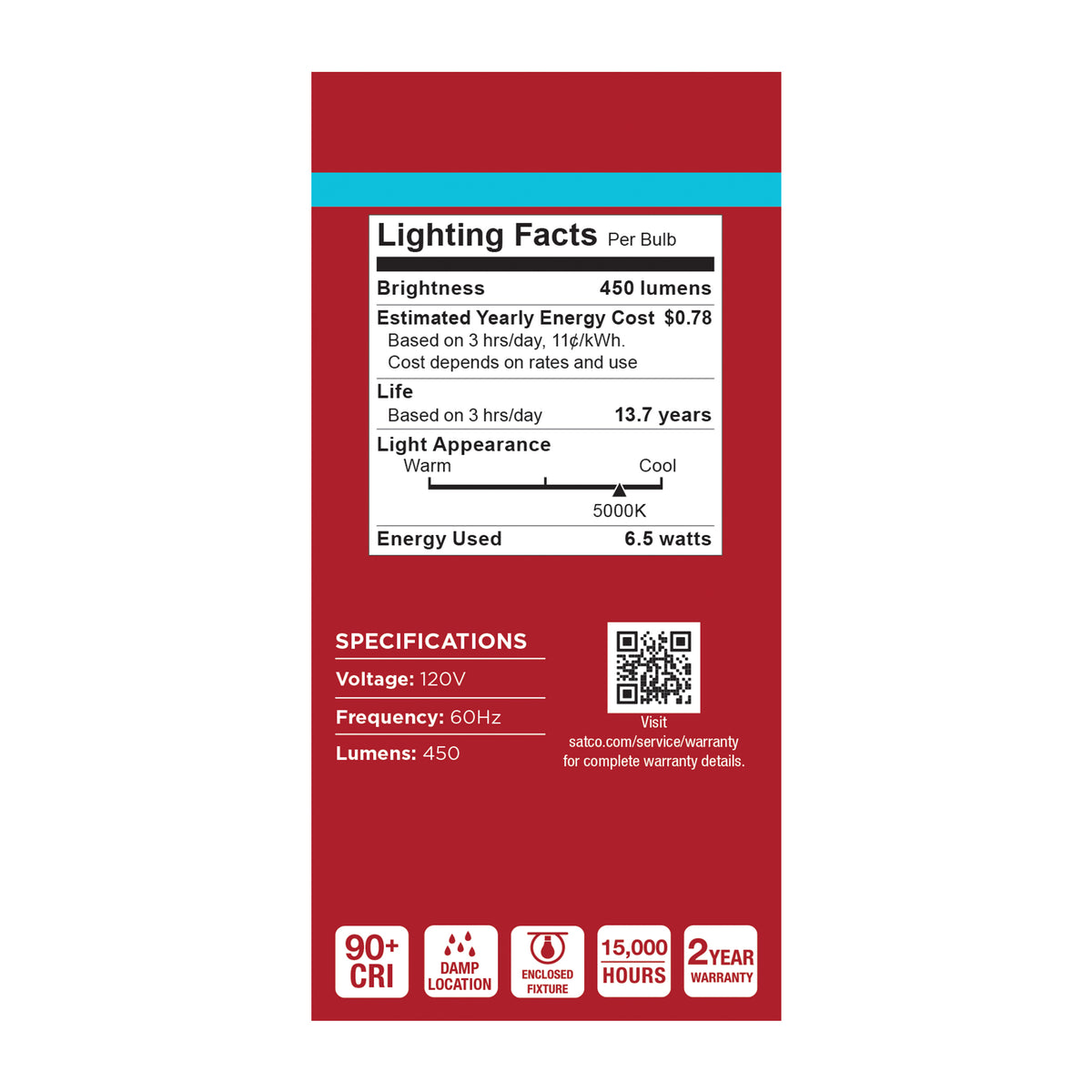 6.5 Watt LED A19 - 5000K CCT - Medium Base - Plastic - 120 Volt - 4-Pack