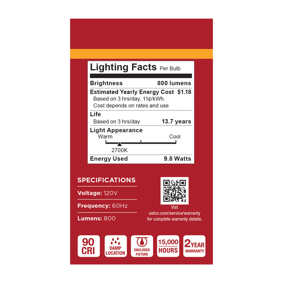 9.8 Watt LED A19 - 2700K CCT - Medium Base - Plastic - 120 Volt - 1-Pack